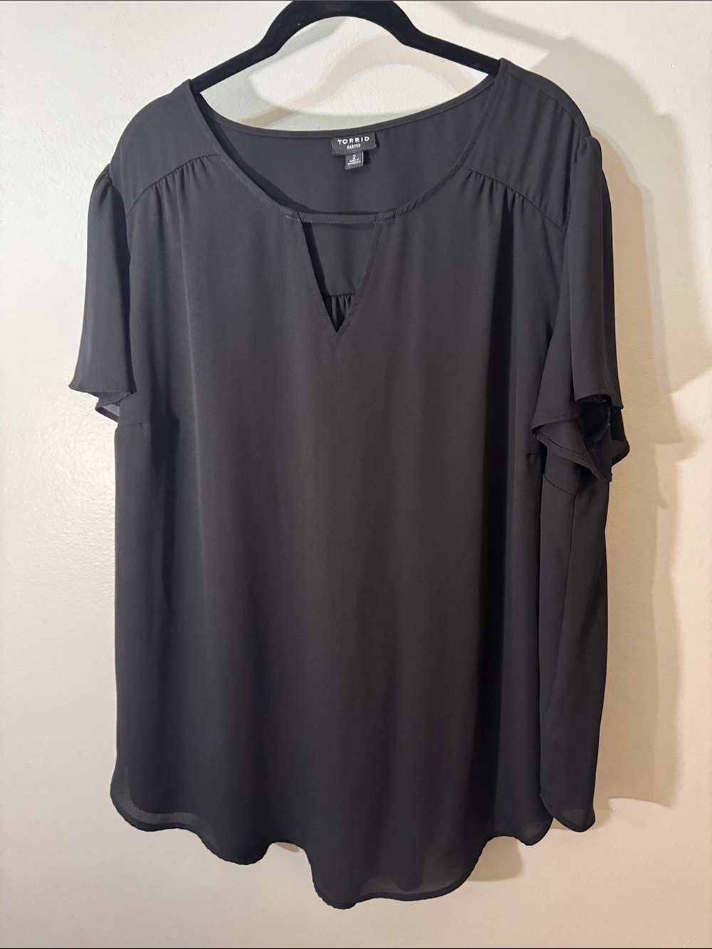torrid Black V-Notch Flutter Sleeve Blouse
